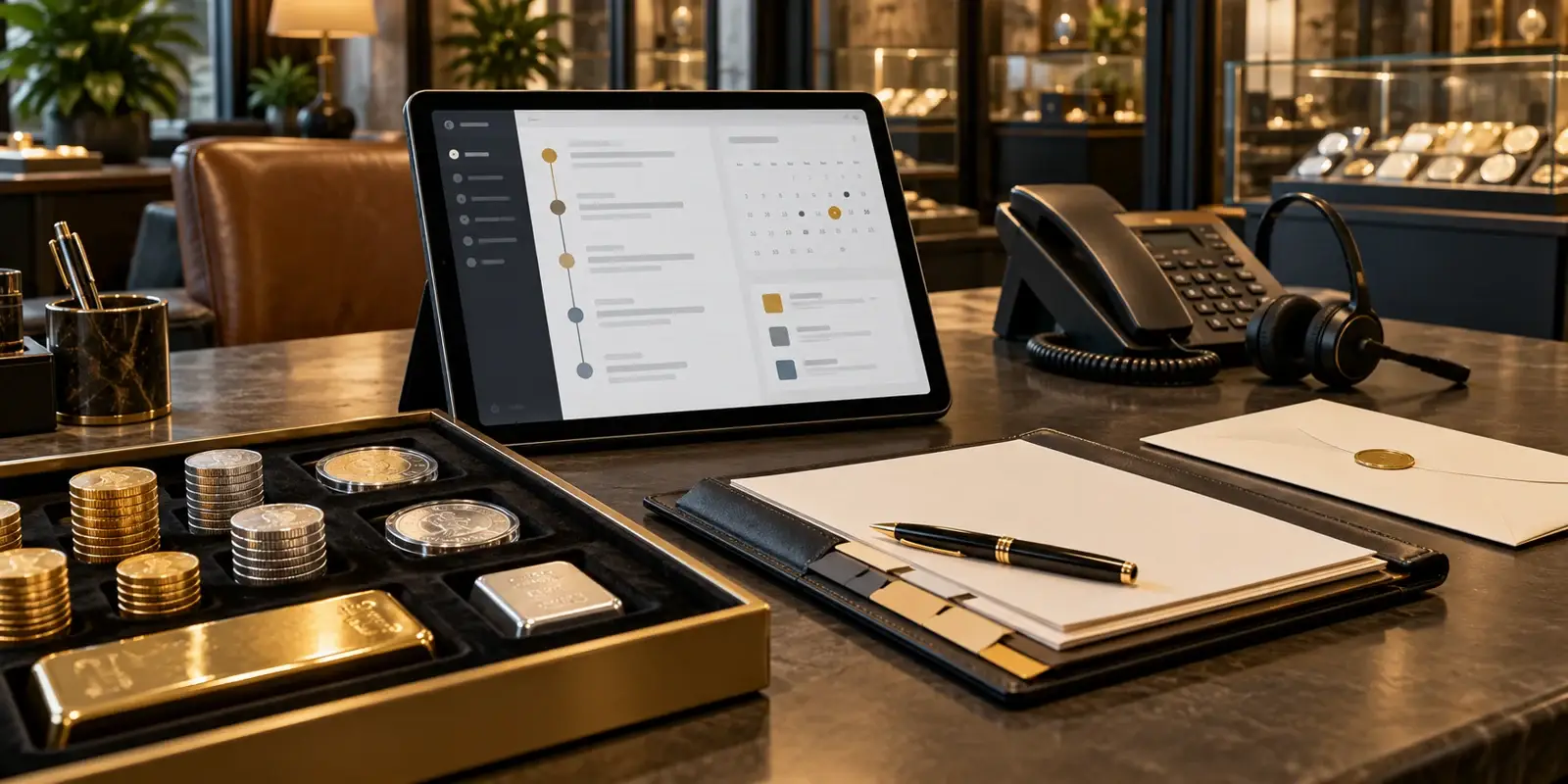 Coin shop client relationship dashboard with appointment and follow-up workflow