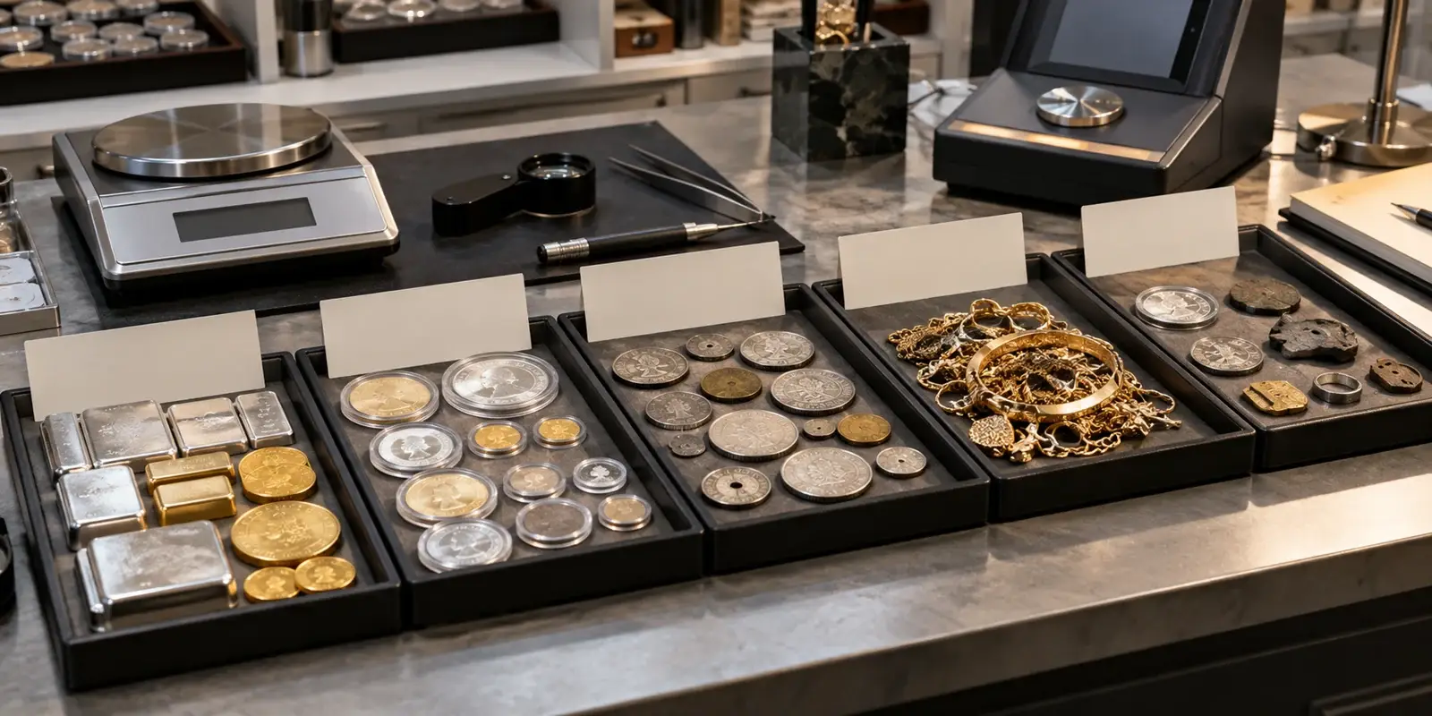 Estate coin collection separated into photographed groups and numbered containers