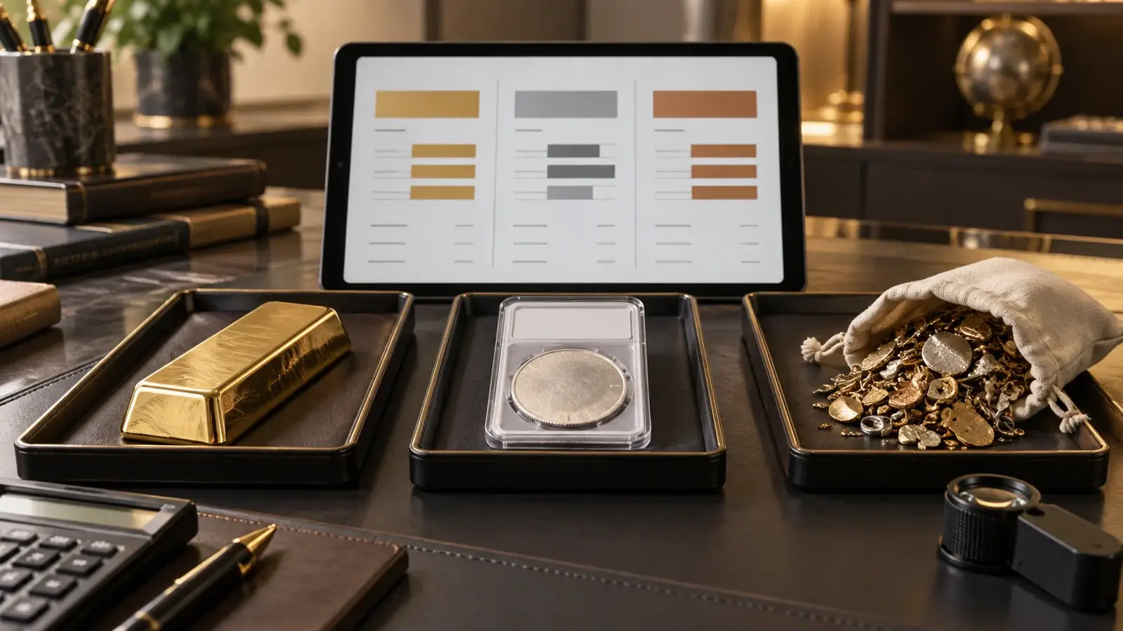 Visual bridge from bullion sale price through fees and costs to gross margin